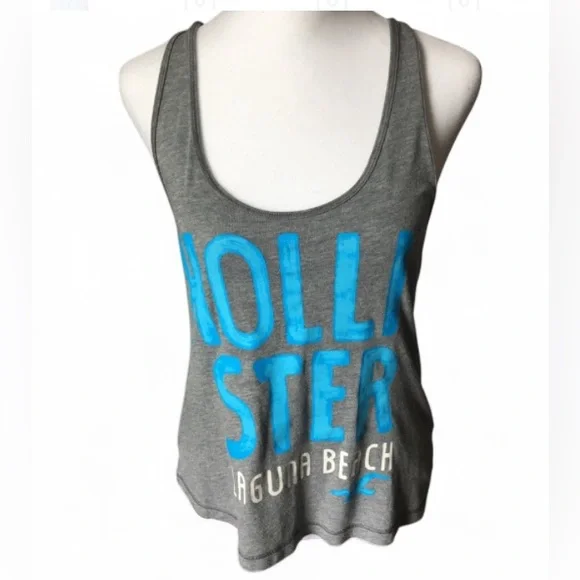 Hollister Women’s Gray Laguna Beach Logo Racerback Beach Tank top size Small - Picture 1 of 3